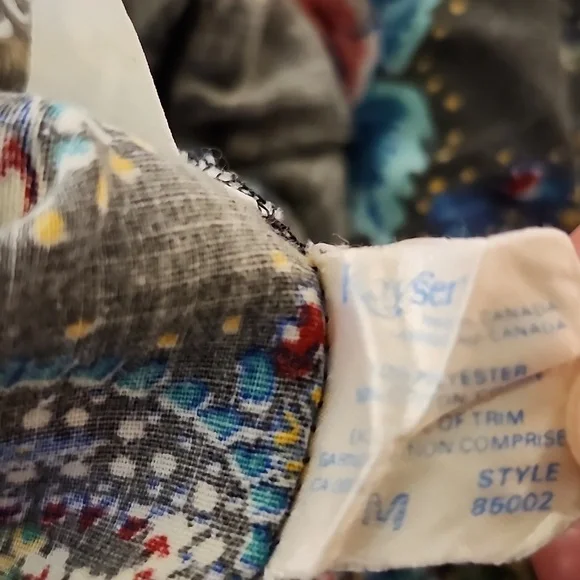 Vintage Kayser Floral Paisley Off-Shoulder Rouched Empire Waist Long Dress. Med. - Picture 7 of 10